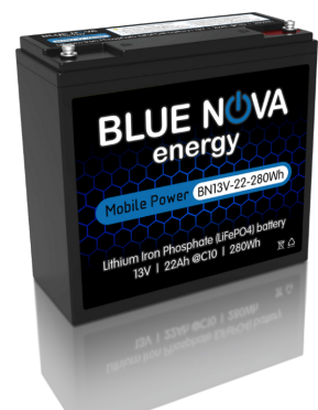 BlueNova Mobile Series Lithium Iron Phosphate 13V-22Ah-280Wh Battery