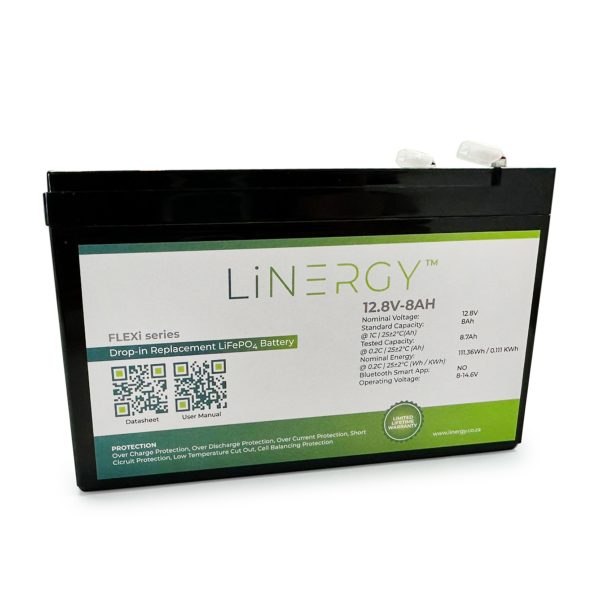 LiNERGY 12.8v 8Ah LiFePo4 111.36Wh Lithium Iron Phosphate Battery