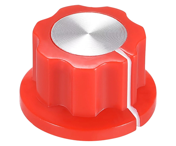 Knob Pla Red Hex Lin 20X12X6.4 - 50/Box Mf-A01P Red